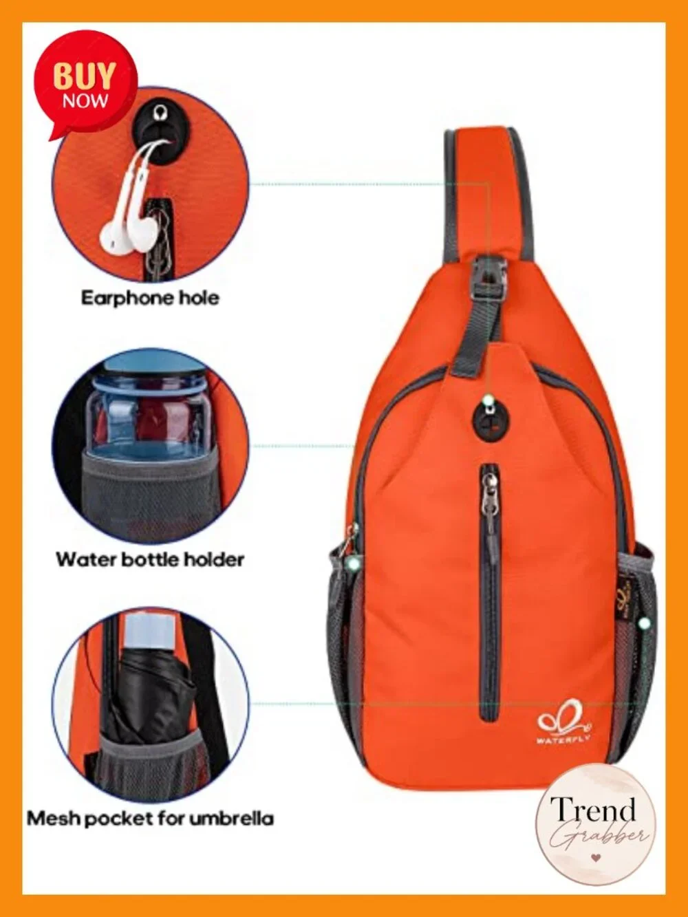 Waterproof Crossbody Sling Backpack with Multi-Compartment Storage for Travel